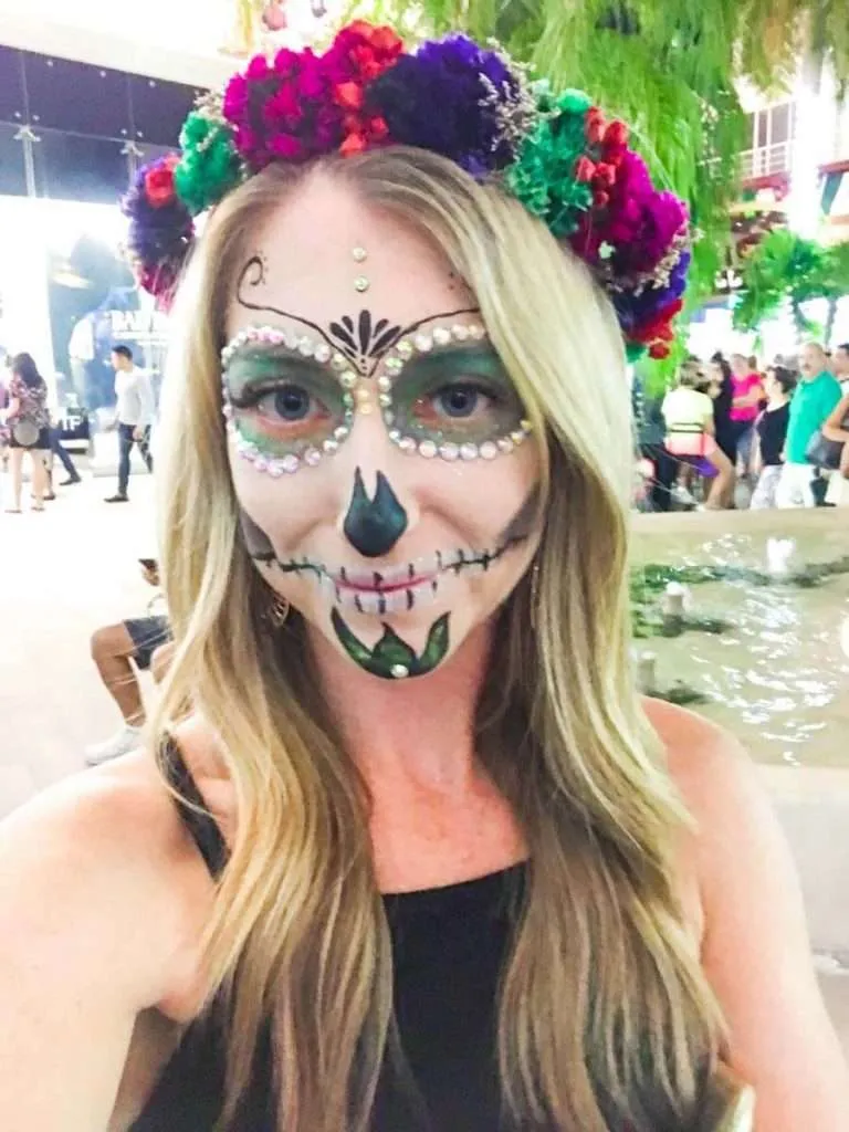 Catrina Face Painting for Day of the Dead in Playa del Carmen